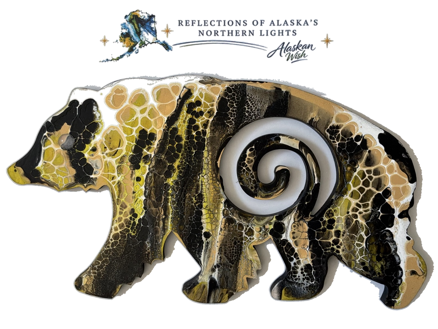 Bear Circle of Life - Reflections of Alaskan Northern Lights Wall Art