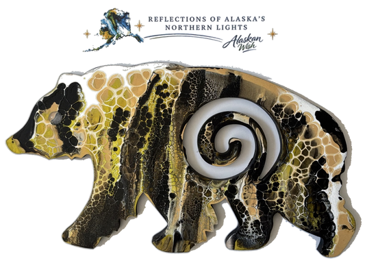 Bear Circle of Life - Reflections of Alaskan Northern Lights Wall Art