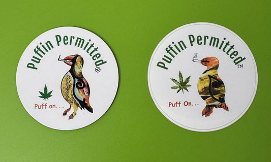 PUFFIN PERMITTED ~ Magnet and Sticker combo 2- pack 3 1/2" each