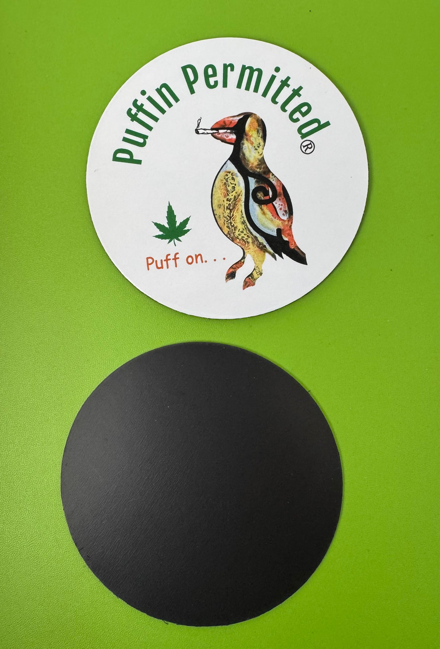 PUFFIN PERMITTED ~ Magnet and Sticker combo 2- pack 3 1/2" each