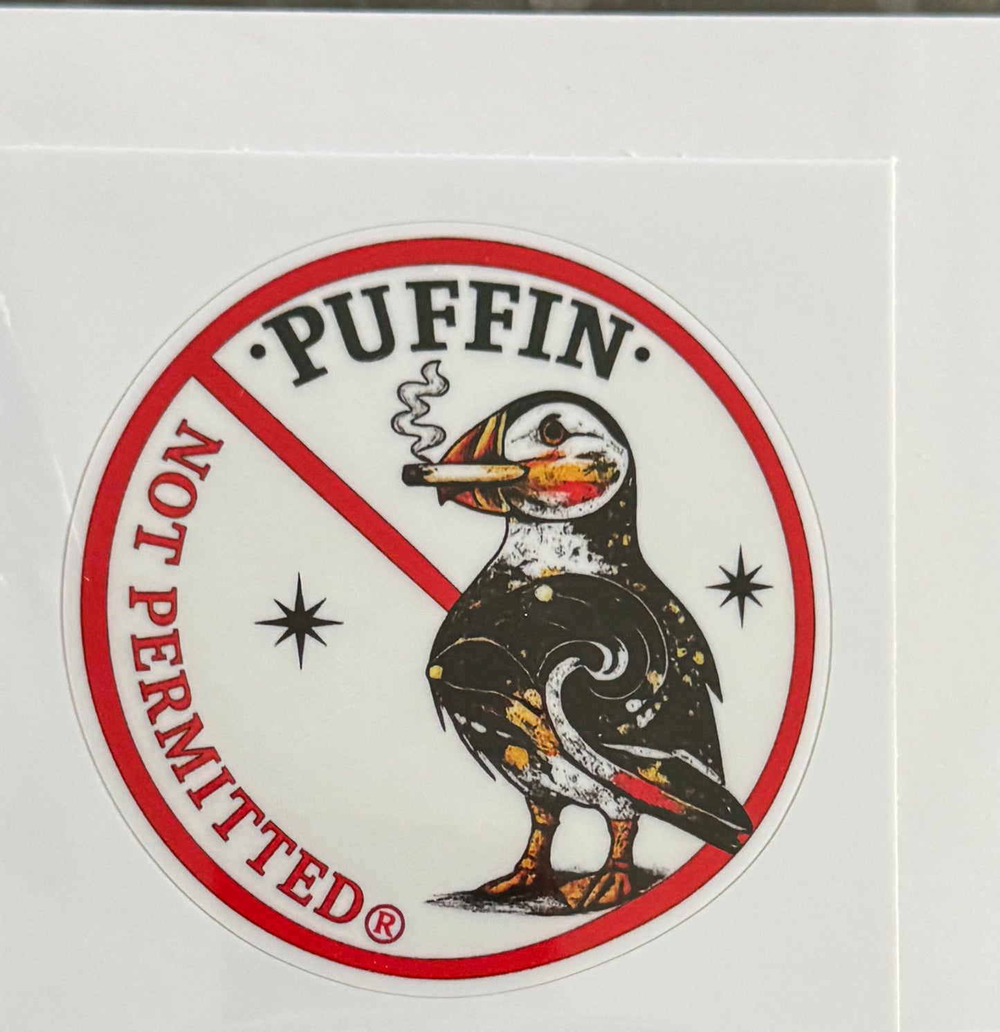 Puffin Not Permitted Sticker-Star