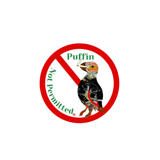 PUFFIN NOT PERMITTED - ROUND VINYL STICKER